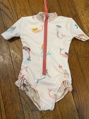 Pehr baby girl swimsuit Rashguard zip mermaids 0-6 months